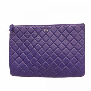Chanel Matelasse Lambskin Purple Clutch Bag for Women